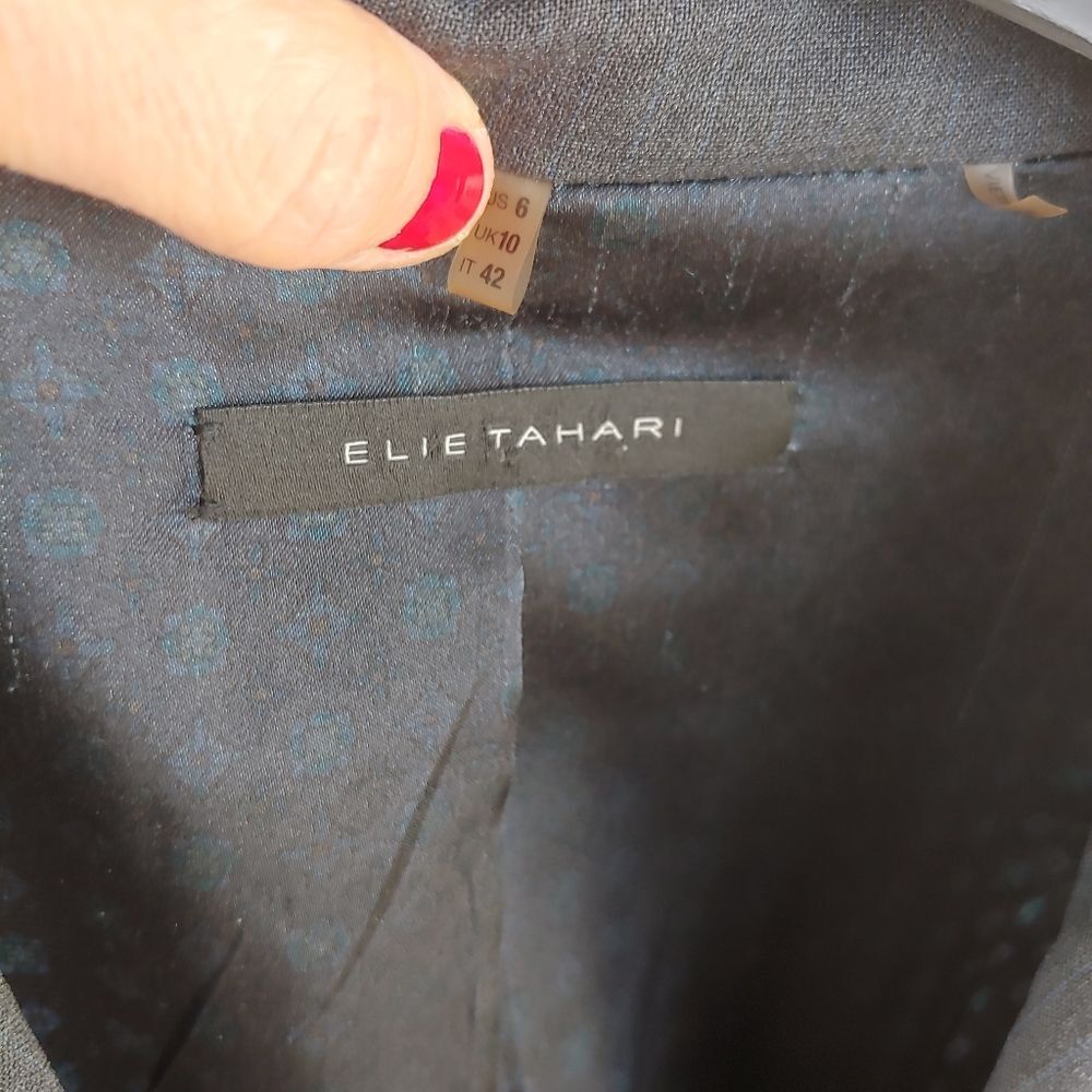 Elie Tahari wool blazer gray color classic fit casual jacket office career sz 6 - Picture 10 of 12